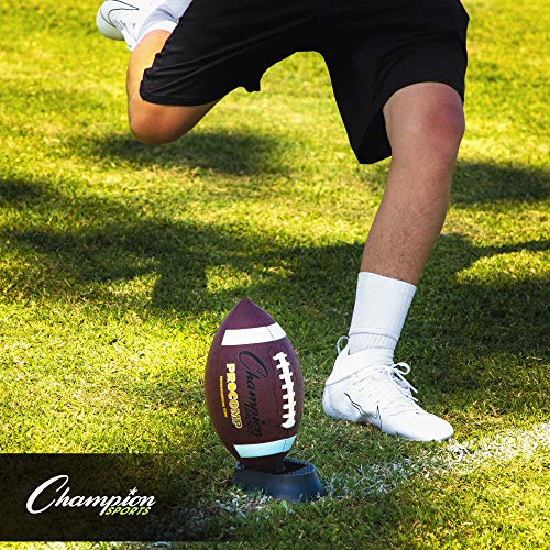 Champion Sports 1" Ground Zero® Kickoff Tee – Official NFL® Football Kicking Tee for Accurate Kickoffs & Field Goals, Textured Top for Secure Ball Grip, Black