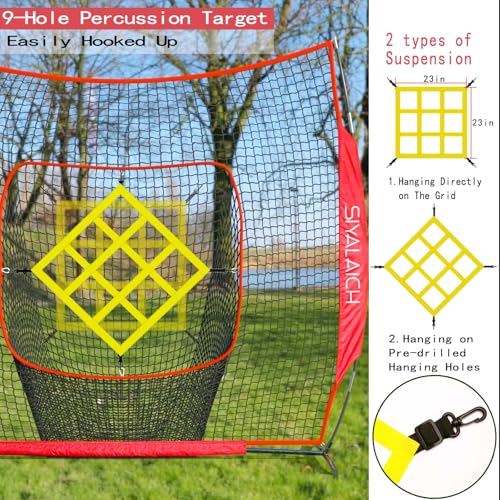 Portable Baseball and Softball Net, 7x7ft Hitting and Pitching Practice Net with Strike Zone, Includes Batting Tee, for Kids and Adults of All Skill Levels