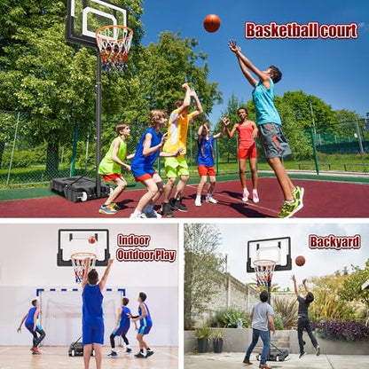 soges Portable Basketball Hoop with Wheels, Outdoor 5.25-6.9 FT Height Adjustable Goal System w/Enlarged Fillable Base, for Teens Youth Adults in Backyard/Driveway/Indoor