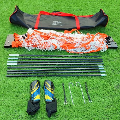 Soccer Goal for Backyard | Portable Soccer Goal Net Collapsible Metal Base | Easy Setup | Portable Net for All Ages| 1 Pair Shin Guards+ 1 Goal + 1 Carry Bag | Size 6x4FT or 12x6F