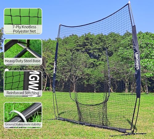 7x7ft/8x8ft Baseball Softball Net with Steel Frame for Batting, Hitting, Pitching, Portable Baseball Batting Net with Carry Bag, Great for All Levels - size: 8FT Black