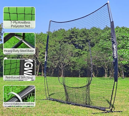 7x7ft/8x8ft Baseball Softball Net with Steel Frame for Batting, Hitting, Pitching, Portable Baseball Batting Net with Carry Bag, Great for All Levels - size: 8FT Black