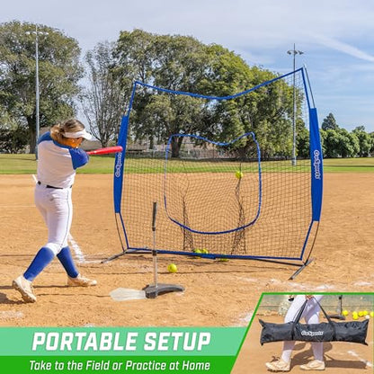 GoSports 7 x 7 ft Baseball & Softball Nets - Available in Team Colors - Batting & Pitching Net with Strike Zone - color: Royal