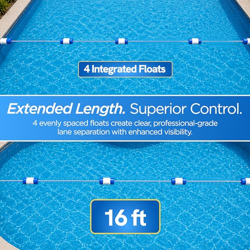 Fibropool Safety Rope with Floats, Pre-Assembled Divider Buoy with Hooks