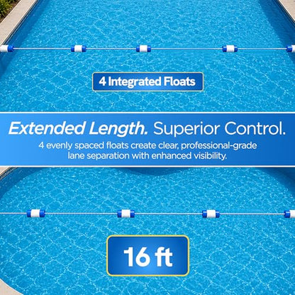 Fibropool Safety Rope with Floats, Pre-Assembled Divider Buoy with Hooks