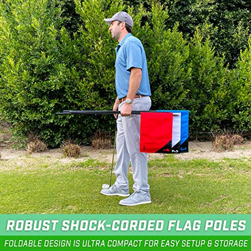 GoSports Golf Flags 3 Pack – Portable Foldable Backyard Golf Flagsticks for Chipping, Short Game Practice & Family Golf Games