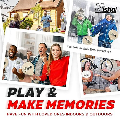 Nisha - Paddle Ball Set, Complete Set with 2 Pro Balls, 2 Rackets and Paddle Grips, Interactive Indoor, Outdoor and Beach Game, Comes in a Durable Plastic Case