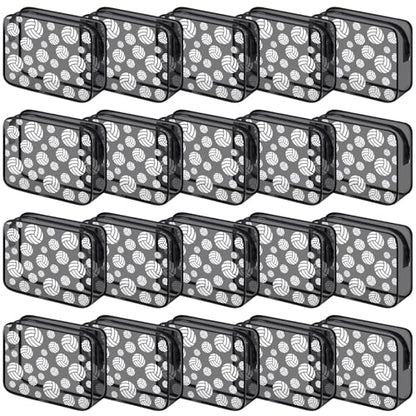 Kacctyen 20 Pcs Volleyball Team Gifts for Girls Women Cosmetics Bag PVC Transparent Black Waterproof Makeup Bag Volleyball Theme Party Favor 8 x 6 x 2.4'' Travel Pouch Portable Toiletry Storage