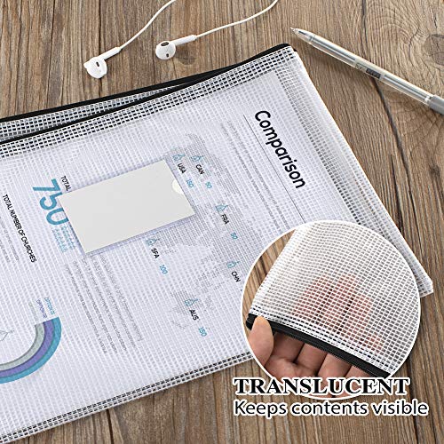 Sooez 20 Pack Mesh Zipper Pouch Bags, A4 Letter Size Zipper Bag with Label Pocket, Waterproof Pouches Classroom Organizer, Board Game Toy Storage, Document Bag Teacher School Office Supplies, Black - style: 20 Pack (All Black)