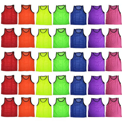 BlueDot Trading Adult & Youth Scrimmage Training Vests for Soccer, Basketball & More – Available in 1, 6, 12, 24 Packs - color: Orange, style: Youth 12 Pack