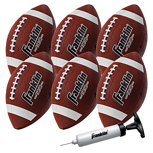 Franklin Sports Kids Junior Grip-Rite Youth Junior Size Rubber Footballs - Peewee Kids Durable Outdoor Footballs - Single & Bulk Packs Available - color: Brown/White, size: Junior, style: 6 Balls