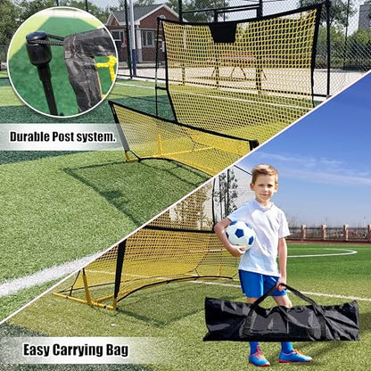 Seliyoo Dual-Sided Soccer Rebounder – Adjustable High/Low Nets for Volleys & Ground Passes, Portable Training Board for 2 Players, Teams & Home Backyard Use