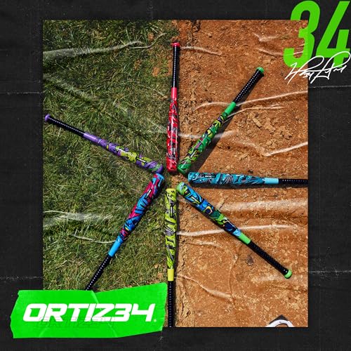 Ortiz34 Bat & Ball Set - Graffiti Plastic Bat & Ball Homerun Set- David Ortiz Backyard Baseball Set for Youth, Kids, Teenagers, Adults (Bat & Ball Set, Blue) - color: Green/Purple, style: Bat & Ball Set