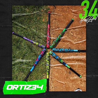 Ortiz34 Bat & Ball Set - Graffiti Plastic Bat & Ball Homerun Set- David Ortiz Backyard Baseball Set for Youth, Kids, Teenagers, Adults (Bat & Ball Set, Blue) - color: Green/Purple, style: Bat & Ball Set