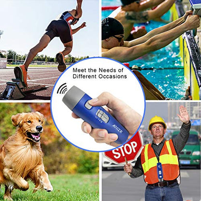 ANIZR Electronic Whistles with Lanyard,Adjustable 3 Tone & 3 High Volume Hand Emergency Whistle Basketball Referee Whistle for Coach,Teacher,Police,Outdoor Camping Boating Hiking(with Battery) - color: Blue with battery