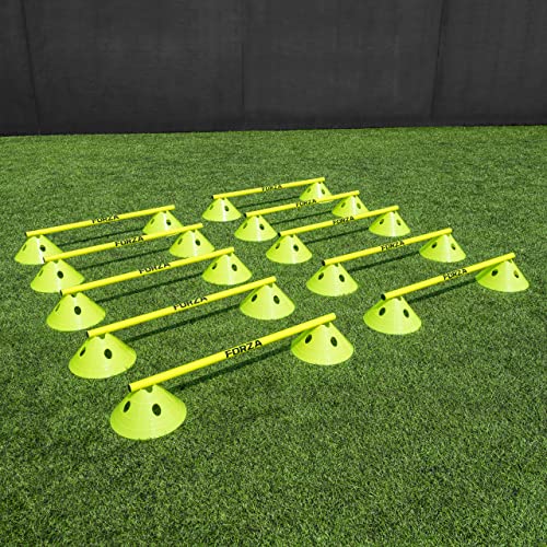 FORZA Cone & Hurdle Training Sets | Improve Your Speed & Agility Skills - Available in 3 Styles and 8 Colors - color: Yellow, style: Super Cone