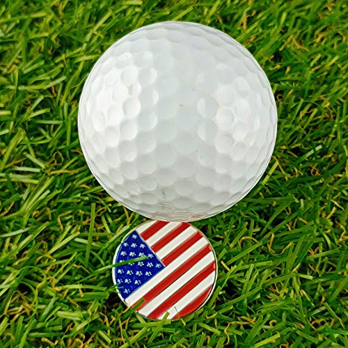 Golf Ball Markers with Hat Clips Value Sets for Men Women Golfer, Removable Attaches Easily to Golf Cap Premium Gifts - color: Flag