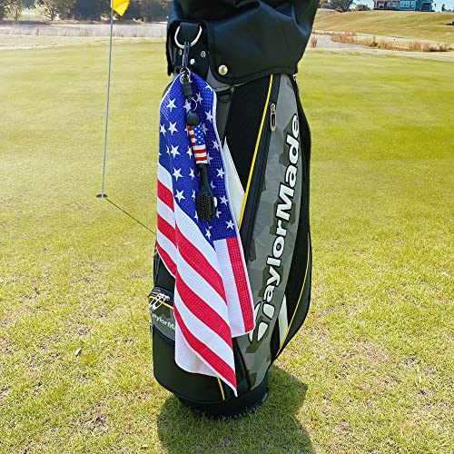 Golf Club Brush and Amercian Flag Golf Towels, Golf Groove Cleaner Cleaning kit, Golf Accessories Cleaner Tool with Strong Magnet Stick to Golf Clubs or Bag - color: Towels and Brush