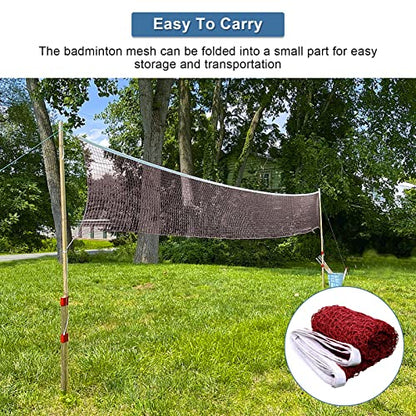 Badminton Net, Foldable Polypropylene 21ft Wide for Backyards Parks Beach Lawn, Outdoor Indoor Volleyball Badminton Tennis Replacement Net