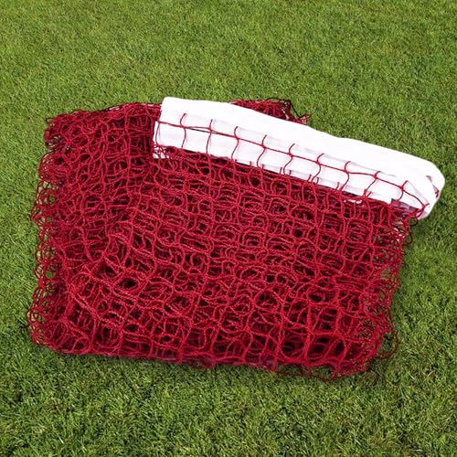 Outdoor Replacement Badminton Net, Indoor Standard Regulation Badminton Court Netting Only, for Backyard Beach Garden, 20 FT x 2.5 FT, Red Polypropylene with White Borders