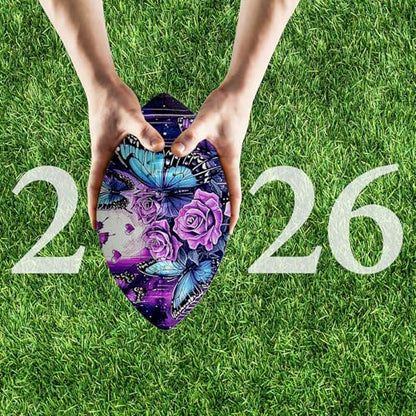 American Football, Official Size 11.9 x 7.3 Inch, Premium Composite Leather High-Grip Ball with Pro-Style Lacing, Unique Prints for Training, Games & Gifts - color: Purple Rose Moon