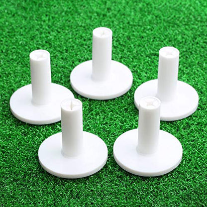 MUXSAM Golf Rubber Tee Holder, 5-Pack Stable Golf Ball Holder Driving Range Tees for Indoor Outdoor Practice Driving Range Mats (White) - size: 2"/50mm