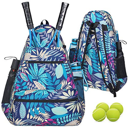 ACOSEN Tennis Bag Tennis Backpack - Large Tennis Bags for Women and Men to Hold Tennis Racket,Pickleball Paddles, Badminton Racquet, Squash Racquet,Balls and Other Accessories - color: Green Floral