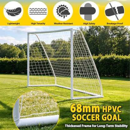 ZENY Portable Soccer Goal for Backyard,12x6 / 10x6.5 / 8x5 / 6x4 ft Kids Adults Soccer Net and Frame for Home Backyard Practice Training Goals, Soccer Training Equipment - style: 8 x 5 FT - 2 Pack