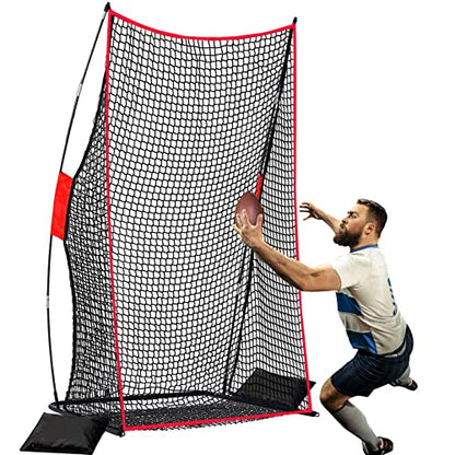 Football Kicking Net Throwing Target - 4x7FT Heavy Duty Iron Base for Backyard Practice Portable Quarterback Training for Youth with Sandbags