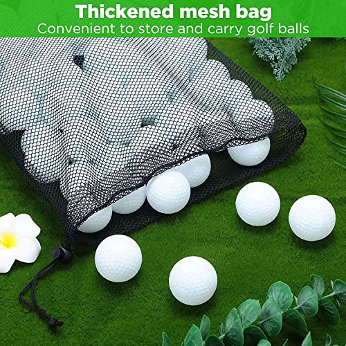 100 Pcs Training Golf Balls Hollow Golf Plastic Ball with Mesh Drawstring Storage Bags for Training, White