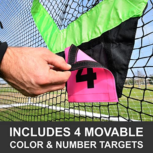QuickPlay Target Net - Soccer Goal Target Nets with 7 Pockets for Shooting Accuracy - Fits Rigid Goals in Multiple Sizes - Soccer Trainer for Backyard, Training Equipment | Soccer Frame Not Included - style: Target Net PRO 24x8'