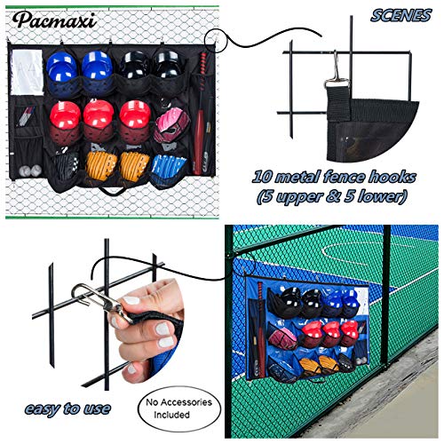 PACMAXI Hanging Helmet Bag - Organize Baseball Equipment - Helmets, Gloves, Bats, Balls - 12 Player Dugout Storage
