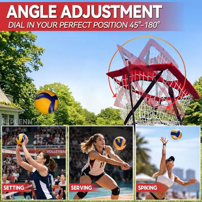 Volleyball Setter Trainer Net, Adjustable Height 7-12 FT & Angle, Setting Trainer for Indoor Outdoor Practice, Portable Volleyball Setting Net for Serving, Spiking & Setting