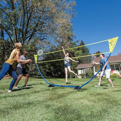 EastPoint Easy Setup Badminton Set - 15 ft Net, 4 Rackets, 2 Shuttlecocks - Quick Setup Net for Backyard Games - Steel Shaft Badminton Rackets for Family Games - Durable Shuttlecocks for Outdoors