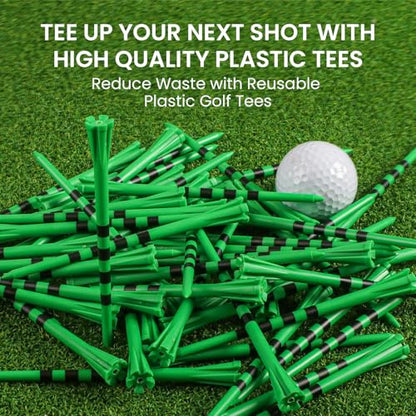 FINGER TEN Extra Long Golf Tees Plastic 4 Inch or 5 Inch Value 50 Pack, Unbreakable & Consistent Height Tees with Reduce Friction, Driving Range Tee Easy to Find in White Pink Green - color: Green, size: 4 Inch