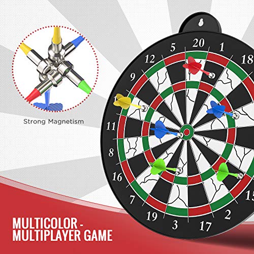 Dart Board - 12pcs Magnetic Darts - Excellent Indoor Game and Party Games - Gifts for 5 6 7 8 9 10 11 12 Year Old Boy Kids - style: Black