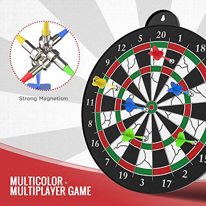 Dart Board - 12pcs Magnetic Darts - Excellent Indoor Game and Party Games - Gifts for 5 6 7 8 9 10 11 12 Year Old Boy Kids - style: Black