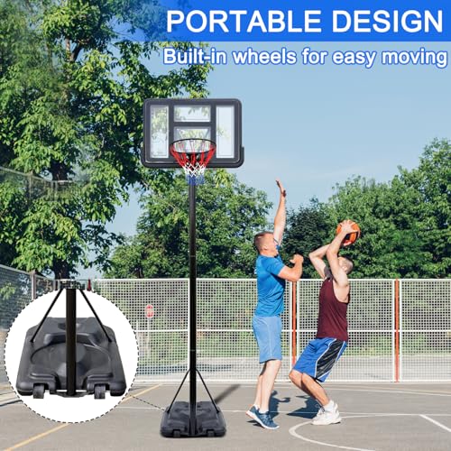 Basketball Hoop Outdoor 10ft Adjustable, Portable Basketball Hoop Goal System in Backyard/Driveway/Indoor, 32 Inch Shatterproof Backboard and Larger Base