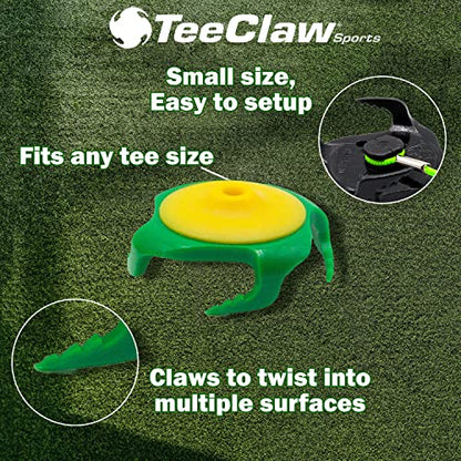 Tee Claw Golf Tee Holder, Golf Mat Tee, Golf Alignment String, Baseball Agility Training for Indoor and Outdoor, Made in the USA. - color: 4 Pack Black / Yellow