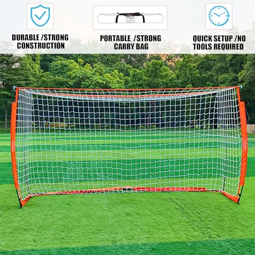 Soccer Goal for Backyard | Portable Soccer Goal Net Collapsible Metal Base | Easy Setup | Portable Net for All Ages| 1 Pair Shin Guards+ 1 Goal + 1 Carry Bag | Size 6x4FT or 12x6F
