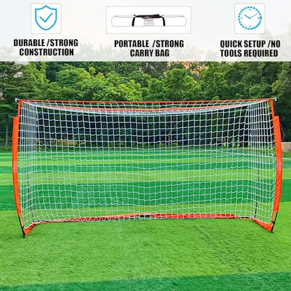 Soccer Goal for Backyard | Portable Soccer Goal Net Collapsible Metal Base | Easy Setup | Portable Net for All Ages| 1 Pair Shin Guards+ 1 Goal + 1 Carry Bag | Size 6x4FT or 12x6F