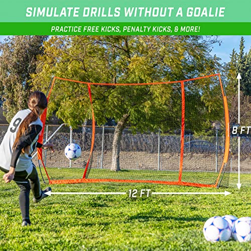GoSports Strike Net Soccer Training Goal - 12 x 8 ft or 18 x 8 ft - Shooting Net Trainer for All Skill Levels