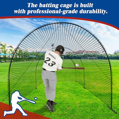 Portable Baseball Batting Cage Net with Sturdy Steel Frame, 20FT/ 30X12X8FT Batting Cages for Backyard Baseball Training Equipment with Carry Bag - size: 20FT