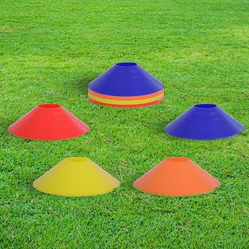 Athllete Durable and Flexible Soccer Cones (Set of 50) - Highly Visible Cones for Sports Training - Ideal Soccer Cones for Training - color: 50 Pack, Neon Yellow