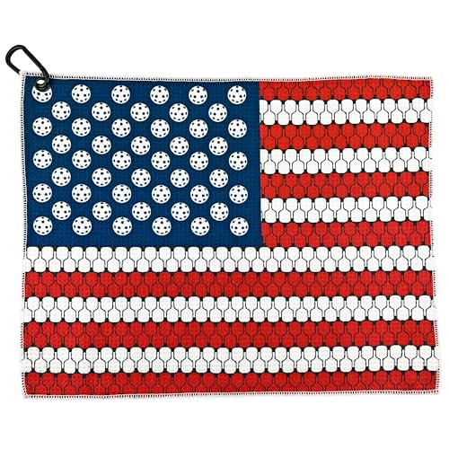 Wolf Golf Towels Pickleball Towel | Pickleball Gifts | American Flag Paddles | Sport Towel | Retirement Gift - color: American Flag