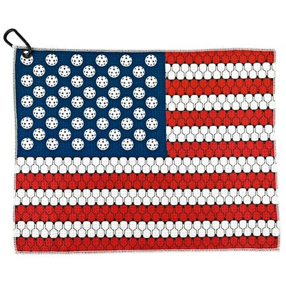Wolf Golf Towels Pickleball Towel | Pickleball Gifts | American Flag Paddles | Sport Towel | Retirement Gift - color: American Flag