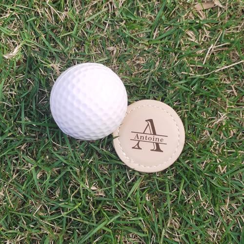 Personalized Golf Ball Markers, (Set of 2) Custom Magnetic Leather Golf Markers, Gift for Men Dad Husband - color: MZ