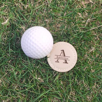 Personalized Golf Ball Markers, (Set of 2) Custom Magnetic Leather Golf Markers, Gift for Men Dad Husband - color: MZ