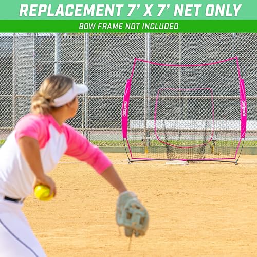 GoSports Replacement 7 x 7 ft Baseball Net - NET ONLY - Frame NOT Included - Choose Your Color - color: Pink