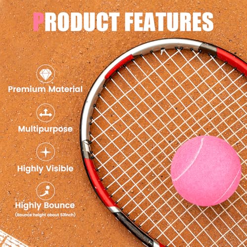 30/40 Pack Training Tennis Balls, Pet Dog Playing Balls, Practice Tennis Balls with Mesh Bag for Transport and Beginner Training - color: Pink-40Pack